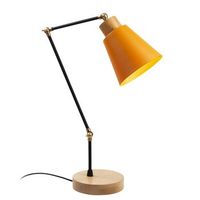 lampara de mesa manavgat-n-595 naranja metal madera diametro 14x52 cm
