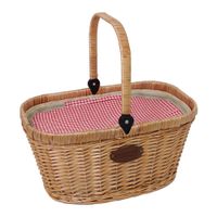 cesta de picnic de mimbre natural isotermica chantilly vichy rojo