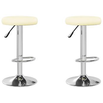 Pack 2 Uds Taburetes De Cocina | Taburete De Bar | Taburete Alto Cuero Sintético Color Crema