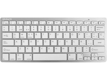 Teclado inalámbrico - Silver HT, Bluetooth, Diseño QWERTY, Hasta 10 m, 78 teclas, Blanco