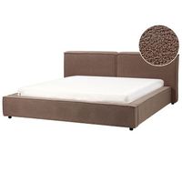 cama clasica somier de laminas tapizado de boucle marron 180 x 200 linards