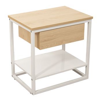 Mesa Auxiliar Metal Blanco Mad Era Natural