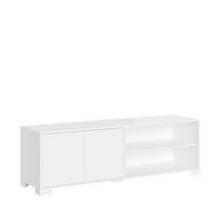 meuble de tv 2 puertas y compartimento abierto 150x40x40 cm lumina blanco brillante