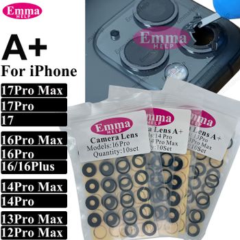 10 Sets de Cristales de Cámara Trasera A+ para iPhone 16 15 Pro Max 17 Air 14 Plus 13 Mini 12, Cubierta de Lente de Cristal para Cámara Trasera con Adhesivo
