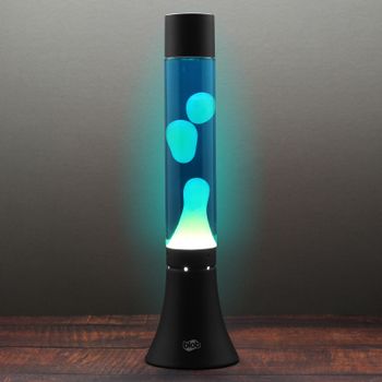 MODERN Blob Lamp  - Black Lava Lamp 14.5" - White/Blue