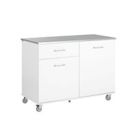 isla de cocina con 1 cajon y 2 puertas madera blanco