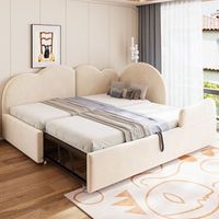 sofa cama nido de terciopelo beige 90 x 200 cm auxiliar extraible y cabecero de nube