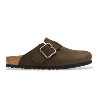 Birkenstock para hombre. 1032760 Zuecos de Piel Boston Wire Buckle (Ajuste Regular) marrón (43), Plano, Nobuck, Ninguno, Casual