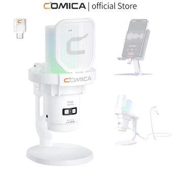 COMICA Ejoy Uni Pro Micrófono Inalámbrico USB para Juegos, para PC, Smartphone, PS4/5, Micrófono de Condensador RGB con Reducción de Ruido