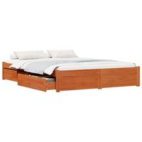 cama matrimonial  cama para adulto  estructura de cama con cajon marron cera 140 x 200 cm