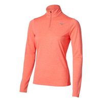 mizuno core impulse half zip  camiseta de running mujeres - coral