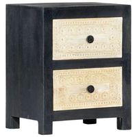 mesita de noche tallada madera maciza de mango gris 40x30x50 cm vidaxl