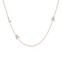 cadena de letras en oro rosa 14 quilates con diamantes