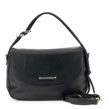 bolso de hombro efecto piel con grano y solapa black taglia unica