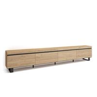 mueble tv  television  muebles de salon almacenaje  320x57x35 cm  para tv gran formato  diseno industrial  estilo moderno  roble