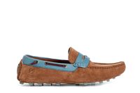 mocasines en piel de ante con apliques en contraste tan combo