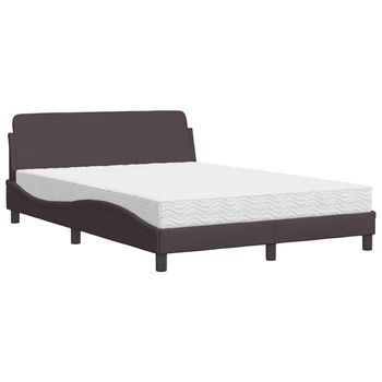 Cama Con Colchón Dover Tela Marrón Oscuro 140x200 Cm Vidaxl