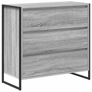 Vitrina Gris Sonoma 79 X 36 X 75.5 Cm Madera De Ingeniería Vidaxl