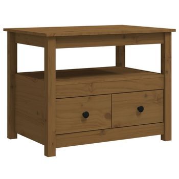 Mesa De Centro，mesa Auxiliar，mesa De Café De Madera Maciza De Pino Marrón Miel 71x49x55 Cm