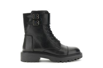botines de piel con cordones, cremallera y hebillas black 39