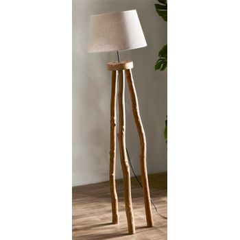 Lampara Pie Mileto Tripode Madera Nat. Pant. Beige 40dx158cm