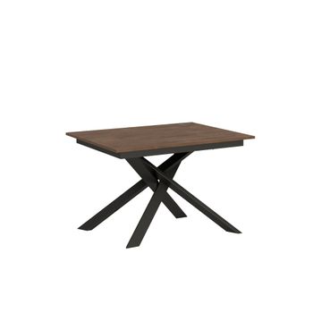 Mesa extensible 90x120/180 cm efecto madera nogal, hierro