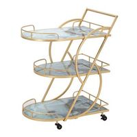 carrito de metal dorado con 3 estantes de vidrio cm 71x455x845