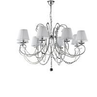 lampara de arana magda de hierro cromado de 8 luces con pantallas 118 o78 bl146-8-cr-par