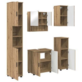 Juego De Muebles De Baño 5 Uds. Roble Artisan 61 X 35 X 64 Cm Vidaxl