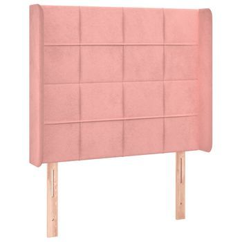 Cabecero Cama Mueble De Dormitorio Con Led De Terciopelo 93 X 16 X 118/128 Cm Rosa M02_0001994