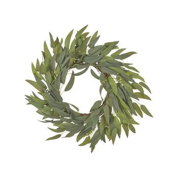 Corona Decorativa De Artificial Para Puerta Ø 65 Cm Hecha A Mano Verde Gamrun