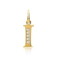 8k colgante de oro letra i con circonita
