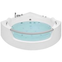 banera de hidromasaje esquinera de acrilico sanitario blanco con led 150 cm estilo moderno mangle