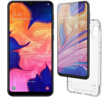 SAMSUNG Galaxy A10 32 GB Black, Gear4 Case & Invisible Shield Screen Protector Bundle, Black