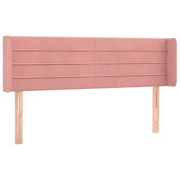 Cabecero Cama Mueble De Dormitorio Con Led De Terciopelo 147 X 16 X 78/88 Cm Rosa M02_0001895