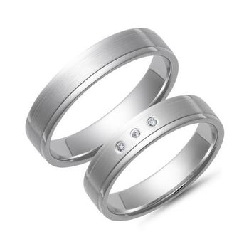 Alianzas oro blanco con diamantes ancho 4,5 mm