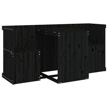 Juego De Balcón 2 Plazas Madera Maciza De Pino Negro