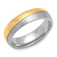anillo de acero inoxidable parcialmente pulido chapado en oro de 6 mm de ancho