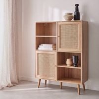 aparador de 4 puertas con almacenaje de cana y efecto madera natural