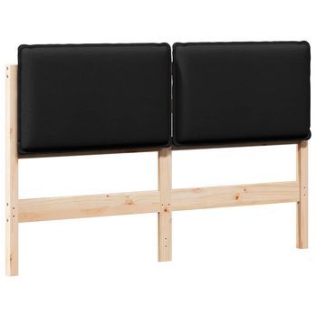 Cabecero，panel De Cabecero Tapizado Natural Y Negro 140 Cm Madera De Pino Macizo