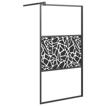 Mampara Ducha Vidrio Esmerilado Diseño Piedras Negro 100x195 Cm Vidaxl