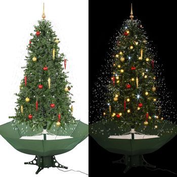 Árbol De Navidad Con Nieve Con Base En Paraguas Verde 190 Cm Vidaxl
