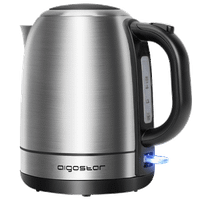 aigostar aiden - hervidor de agua electrico pequeno 12 litros 2200 watios acero inoxidable libre de bpa ebullicion rapida apagado automatico y proteccion contra la ebullicion en seco negro