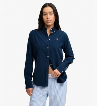 Superdry para mujer. W4010591A Camisa Needle BD marino (M), Azul, Casual, Algodón, Clásico, Manga larga