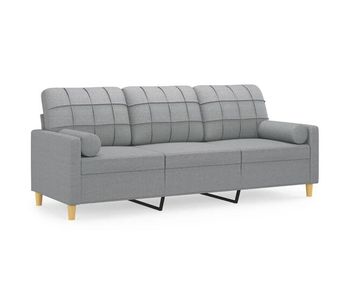 Sofá de 3 plazas - sofá de salón con cojines tela gris claro 180 cm