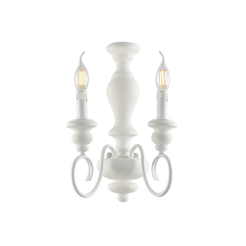 Aplique Cascina En Madera Y Hierro Lacado Blanco Shabby 2 Luces .25 P.18 Bl265-ap2-bco