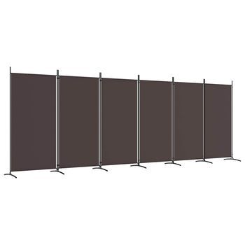 Biombo Divisor De 6 Paneles De Tela Marrón 520x180 Cm Vidaxl