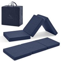 colchon invitados plegable 75x195x10 espuma hd colchon plegable muy  versatil transpirable funda lavable y bolsa de transporte altura 10 cm color azul