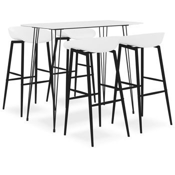 Mesa Alta Y Taburetes De Bar 5 Piezas Blanco Vidaxl