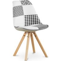 silla de comedor - tapizada en patchwork blanco y negro - denisse blanco  negro